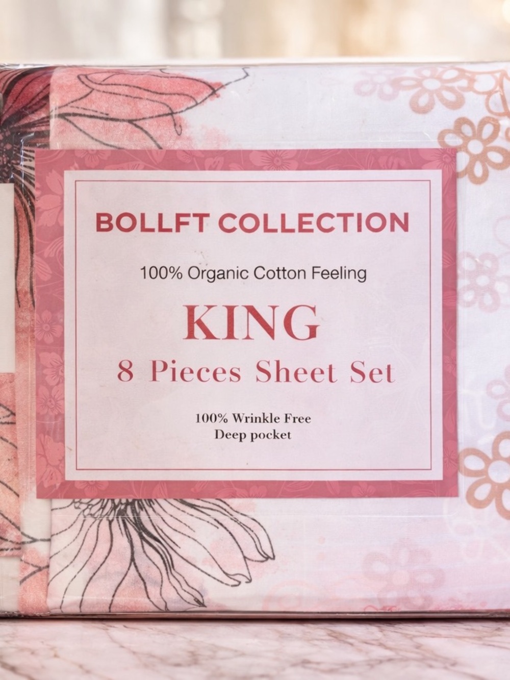 King 8-Piece Sheet Set - Pink Floral